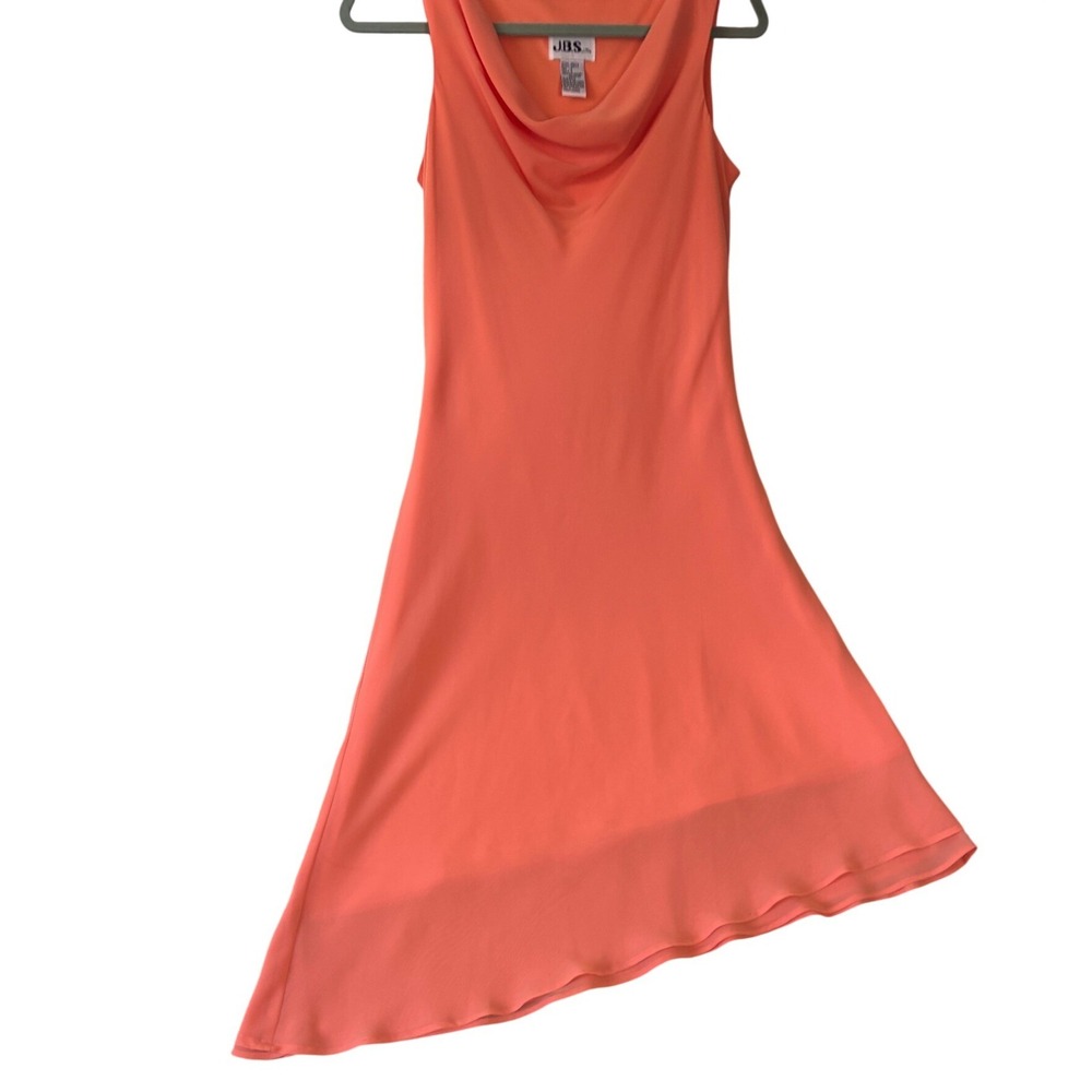 JBS Ltd Asymmetrical Cowl Neck Dress Womens 8 Orange Sleeveless‎ Sharkbite Hem